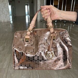 Michael by Michael Kors Rose Gold Leather Tote